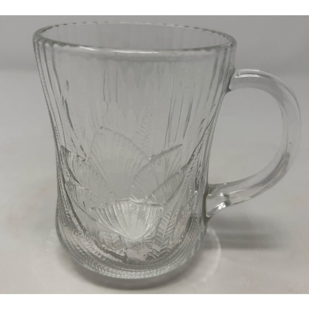 Arcoroc France Canterbury‎ Vintage Crocus Pressed Glass Clear Coffee Mug